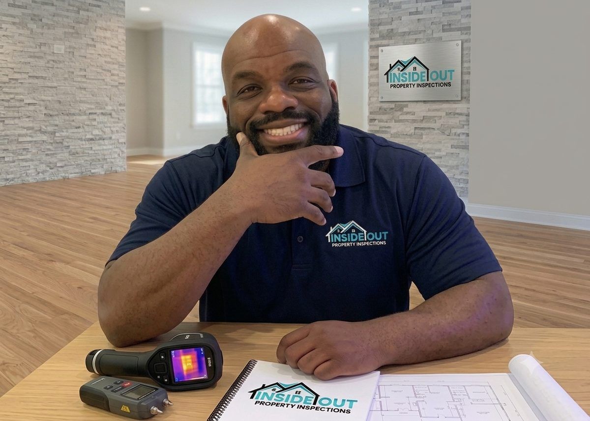 Licensed home inspector and owner of InsideOut Property Inspections, Waldorf MD, with thermal imaging camera and moisture meter